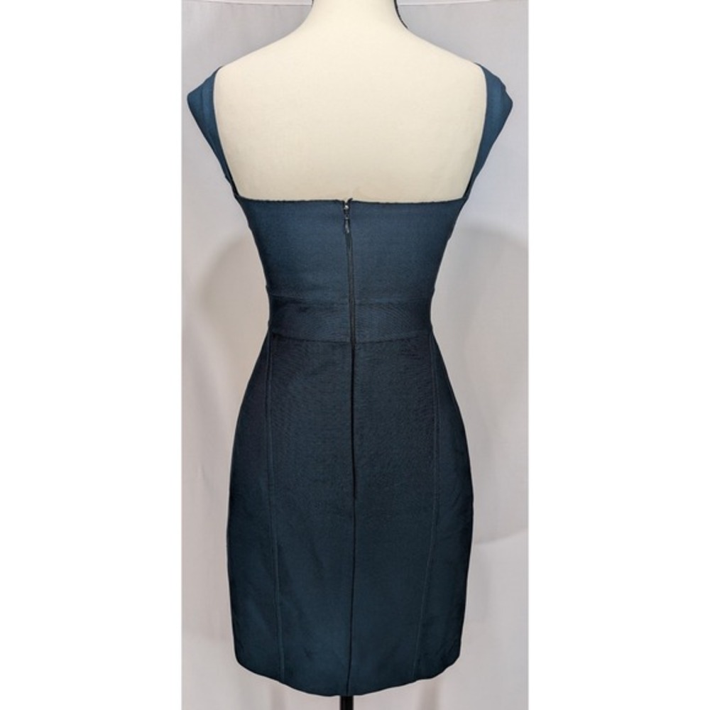 Herve L Leroux Bandage Bodycon Dress Teal Keyhole France Size 42 US 4 6 - Picture 3 of 10